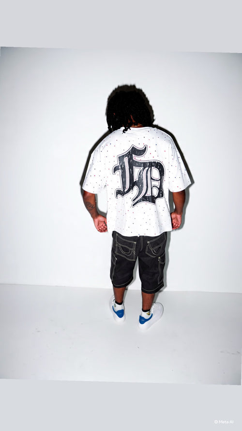 Pre-Order-Final Days Male Cropped To The Waist Boxy Graphic Tee With Rhinestones